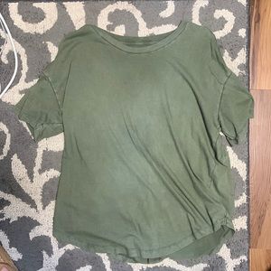 Aerie AEO Offline Distressed Oversized Boyfriend Tee Womens M Light Green